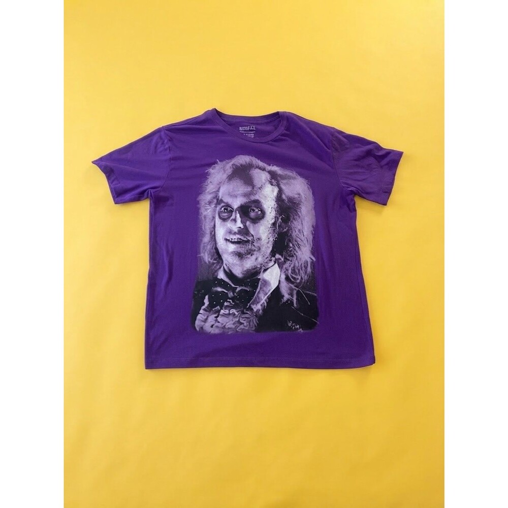 Beetlejuice Purple Graphic T-Shirt Mens L Mad Engine Movie Tee 42/44 Halloween